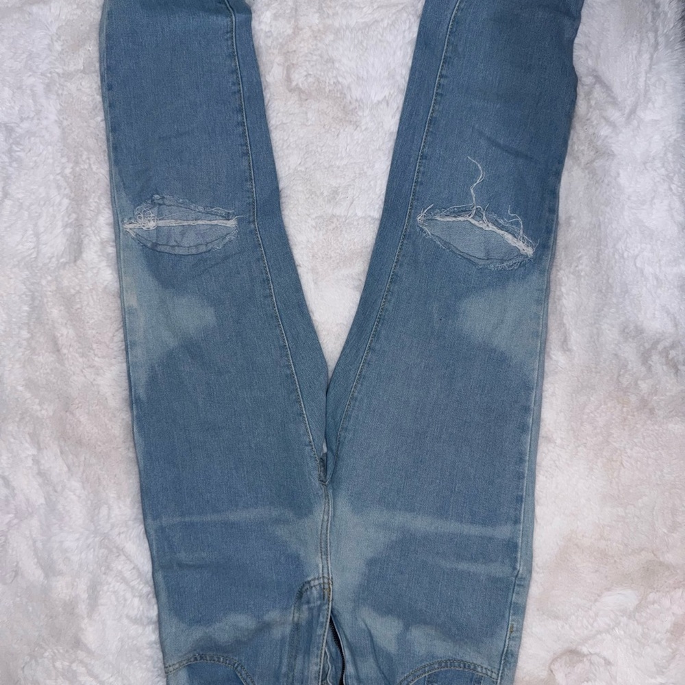 SHEIN Light Blue Distressed Skinny Jeans